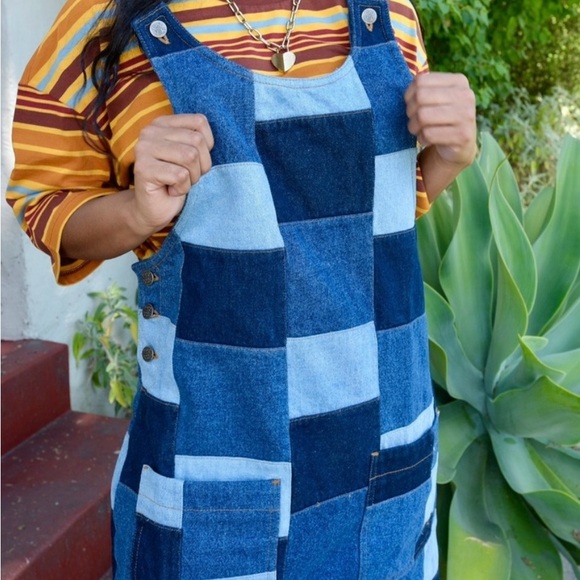 NWT Lucy & Yak Layla Denim Dress Paige Patchwork Size UK26 US22 - Picture 2 of 14